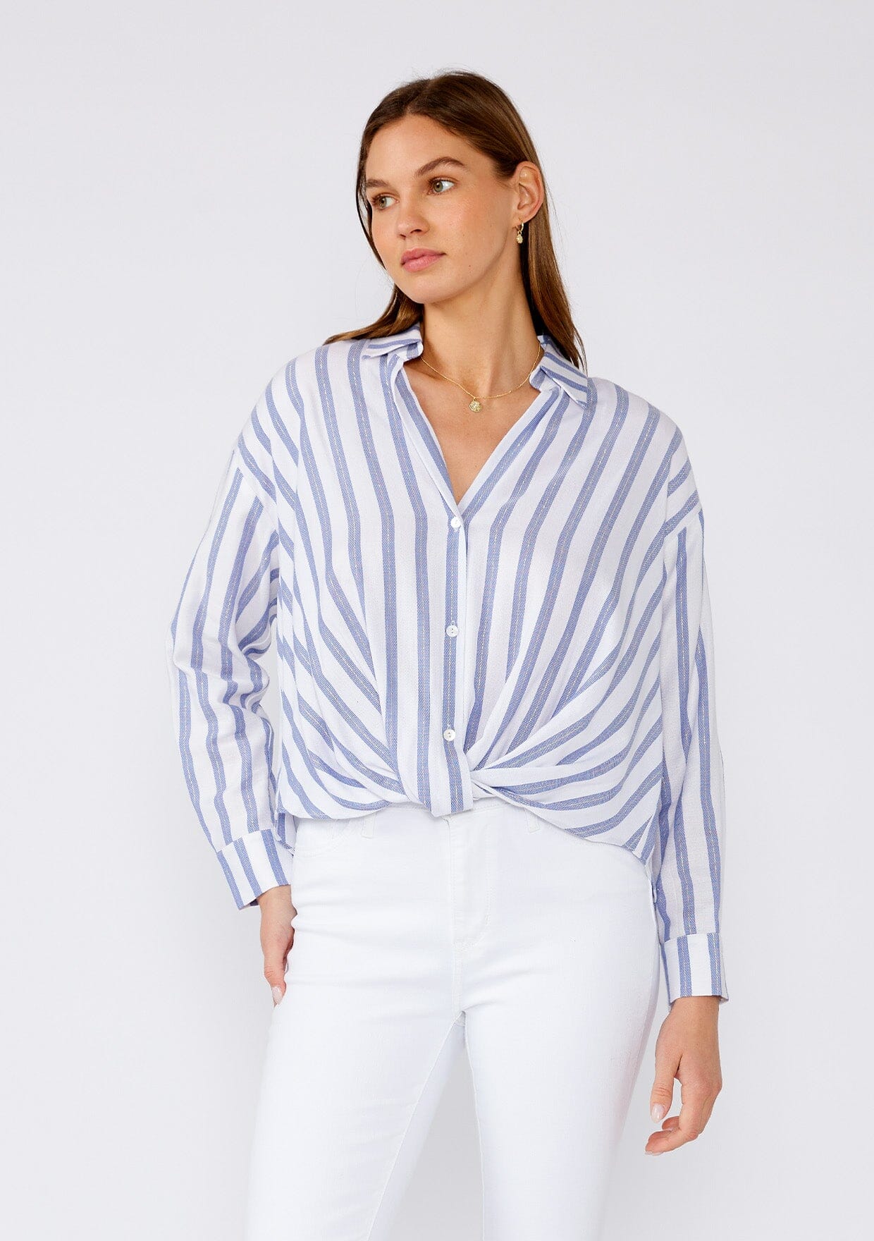 Palmer Knot Front Striped Shirt