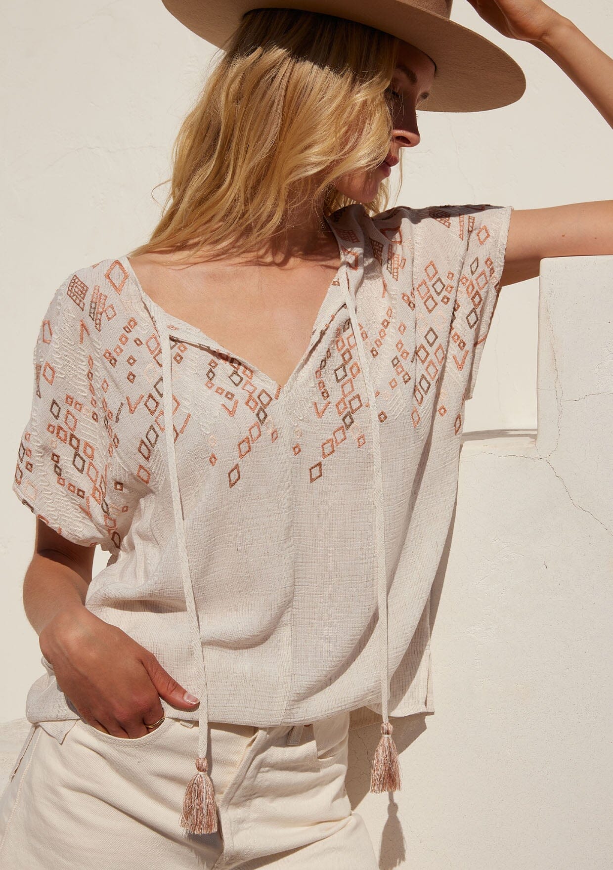 Ines Embroidered Peasant Top