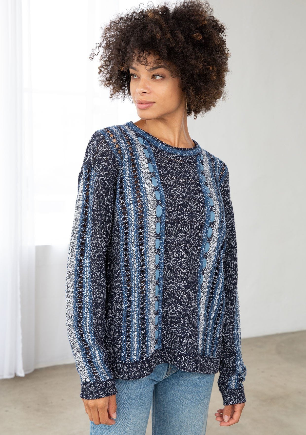 Melange Knit Basket Weave Sweater | LOVESTITCH