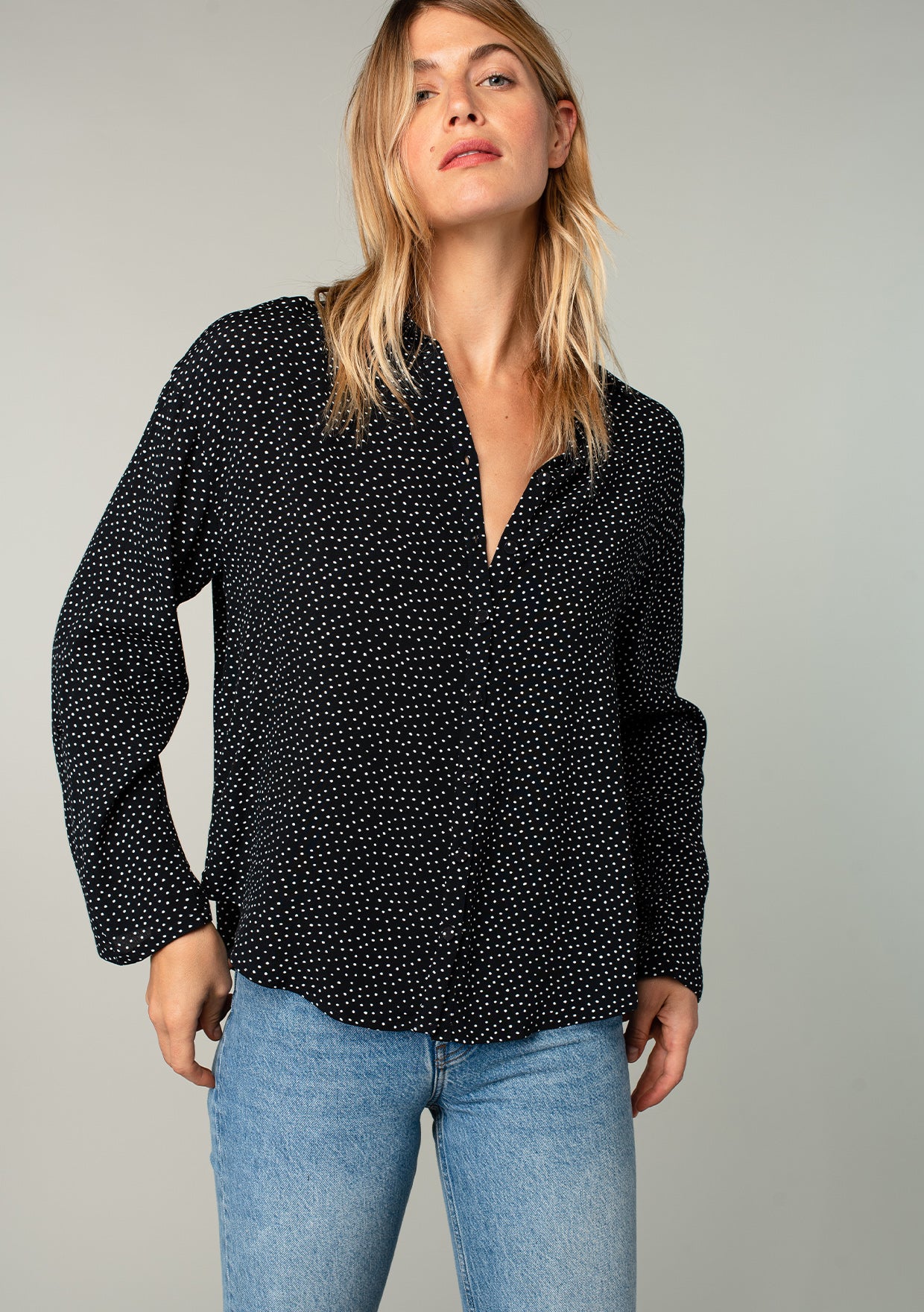 Classic Polka Dot Button-Up Blouse | LOVESTITCH