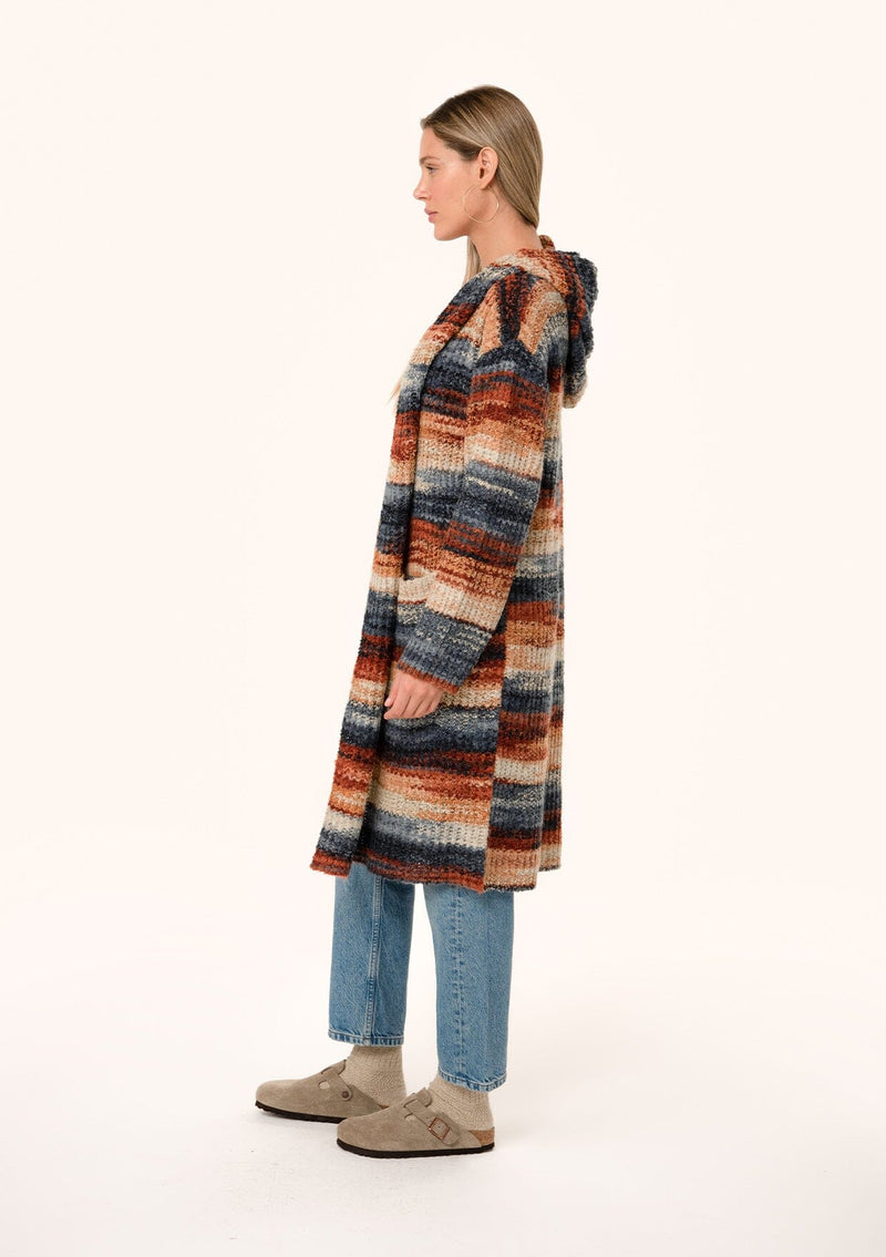 Striped Wool Hooded Wrap Coat / -  Denmark