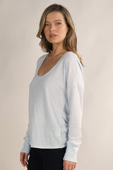 [Color: Baby Blue] Lovestitch light blue lightweight thermal long sleeve yoga shirt with a cute twist back detail. The perfect thin lightweight long sleeve top for summer.