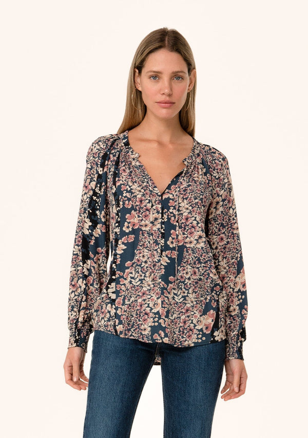 Lucky Brand Floral Print Top - Women's Shirts/Blouses in Green Multi