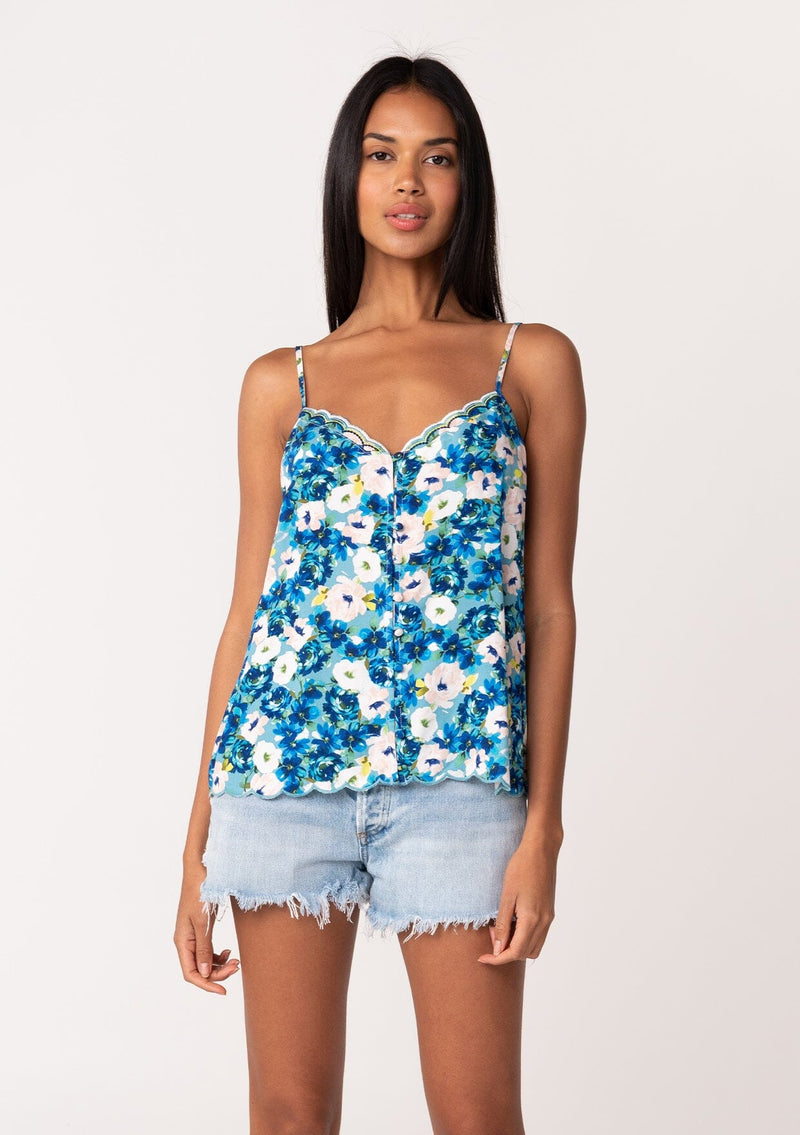 Pushbutton: White & Blue Sheer Camisole