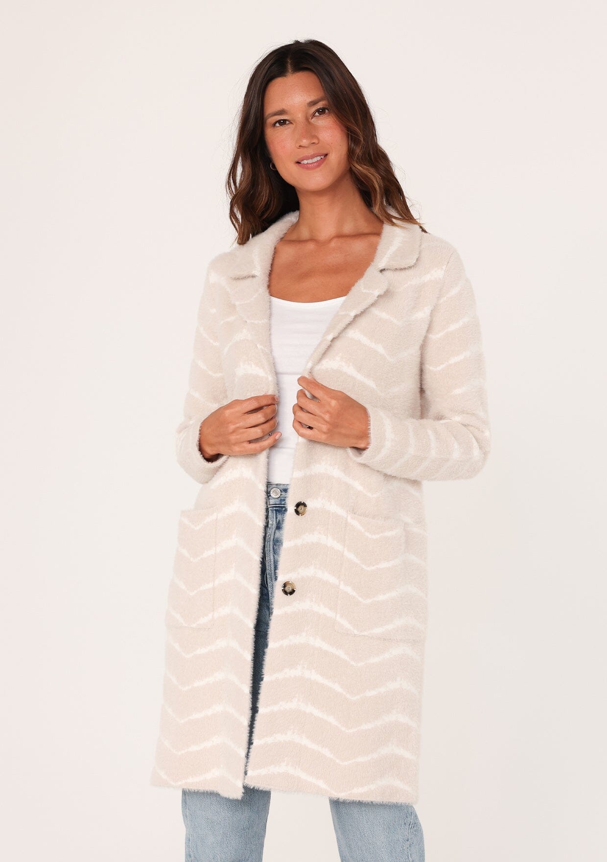 Women's Soft & Fuzzy Chevron Statement Coatigan | LOVESTITCH