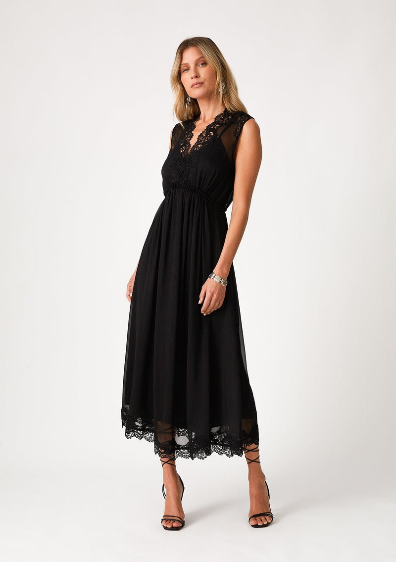 Fashion Womens Lace Dress Mid Sleeve Ladies Solid Color Stitching Midi  Dress @ Best Price Online