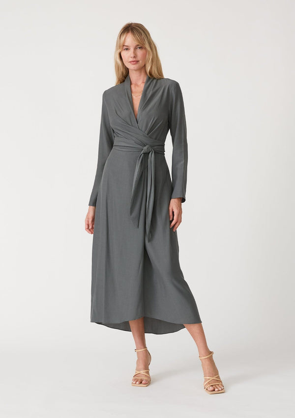 ROSEMARINE Made In Italy Linen Dress M Gray Sleeveless Crochet Hem