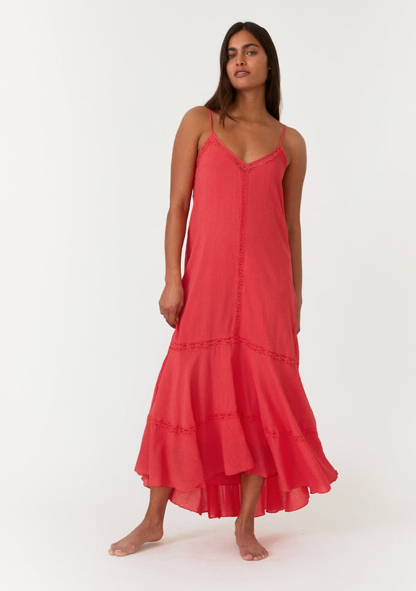 Leilani Strappy Mesh Maxi Dress in Pink & Red Print – Get That Trend
