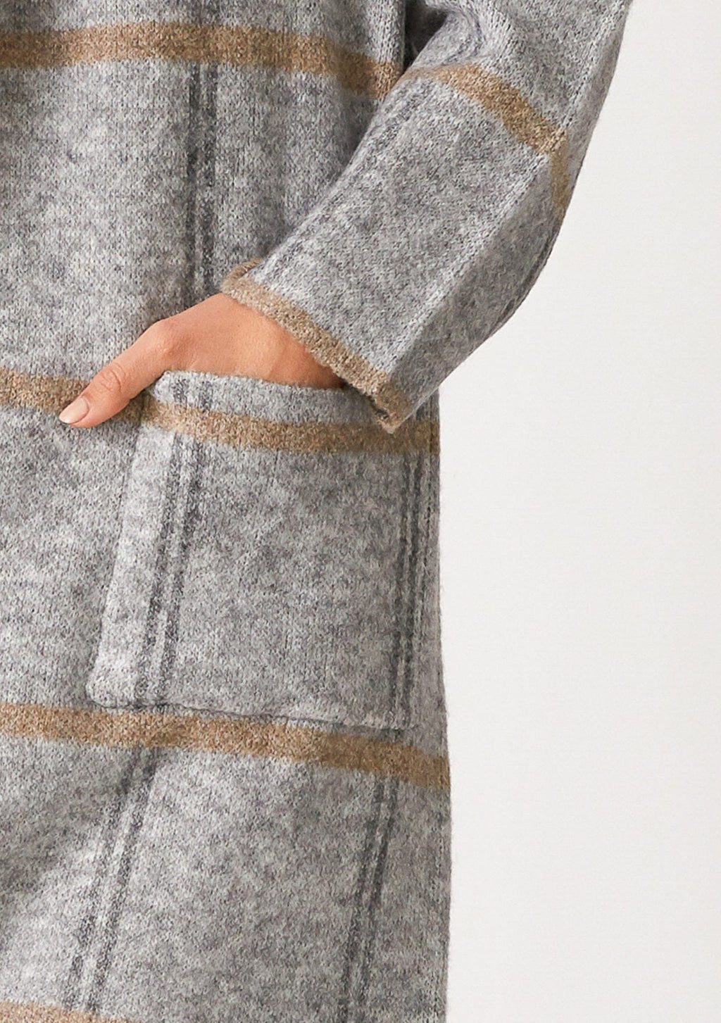 Women's Grey Shawl Collar Cardigan + Pockets