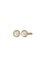 [Color: April] Dainty clear 18k gold plated bezel set birthstone earrings.