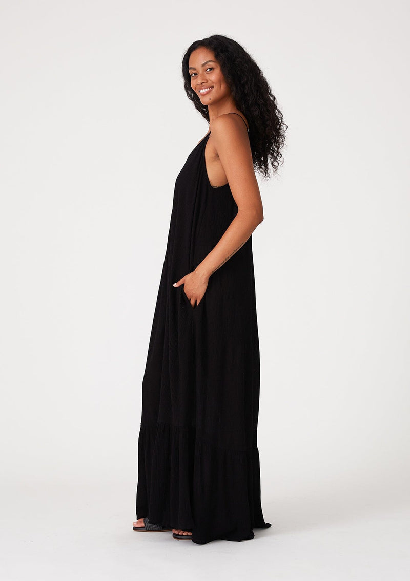 Women's Casual Sleeveless Tank Top Long Maxi Dress - Black