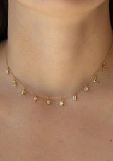 Dainty 18k gold plated CZ drop gemstone choker.