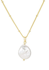 [Color: Gold] A classic fresh water pearl pendant necklace made with white gold plated sterling silver. Hypoallergenic and made in the USA. 