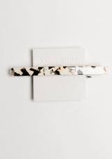 [Color: Coco Cream] A brown and cream marbled French style barrette.