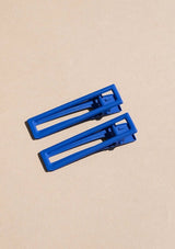 [Color: Cobalt] A royal blue alligator hair clip. Comes in a set of two.