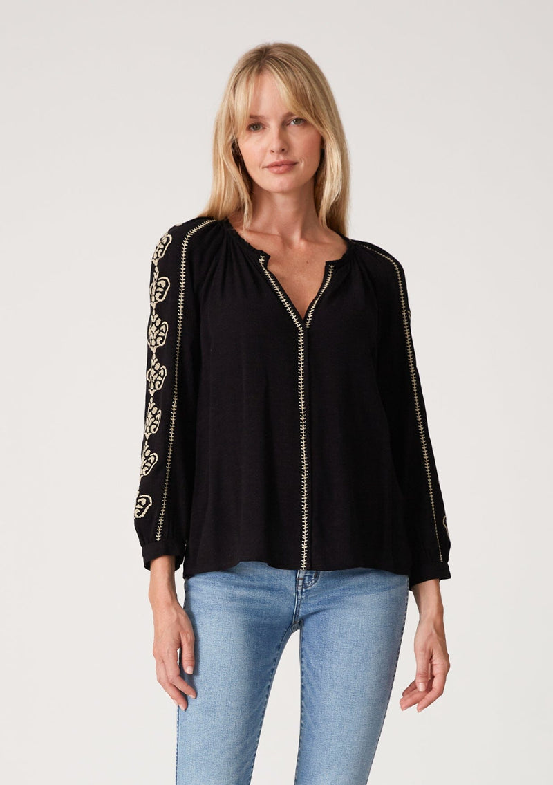 Plus Size Viscose Linen Embroidered Blouse