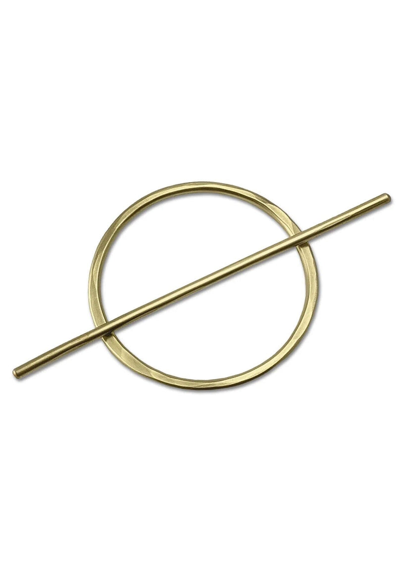 [Color: Brass] A brass oval hair slide.