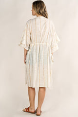 Shine Bright Metallic Stripe Tie Front Caftan