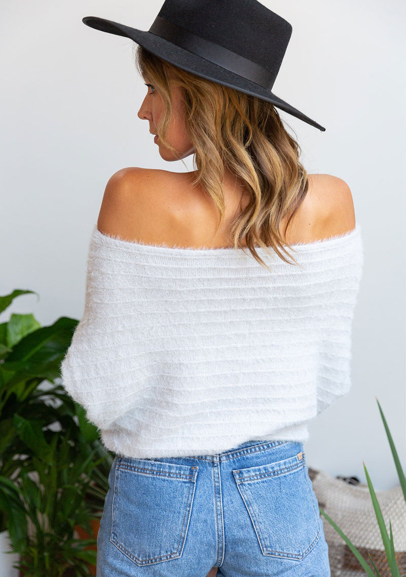 Soft & Fuzzy Ribbed Boatneck Sweater