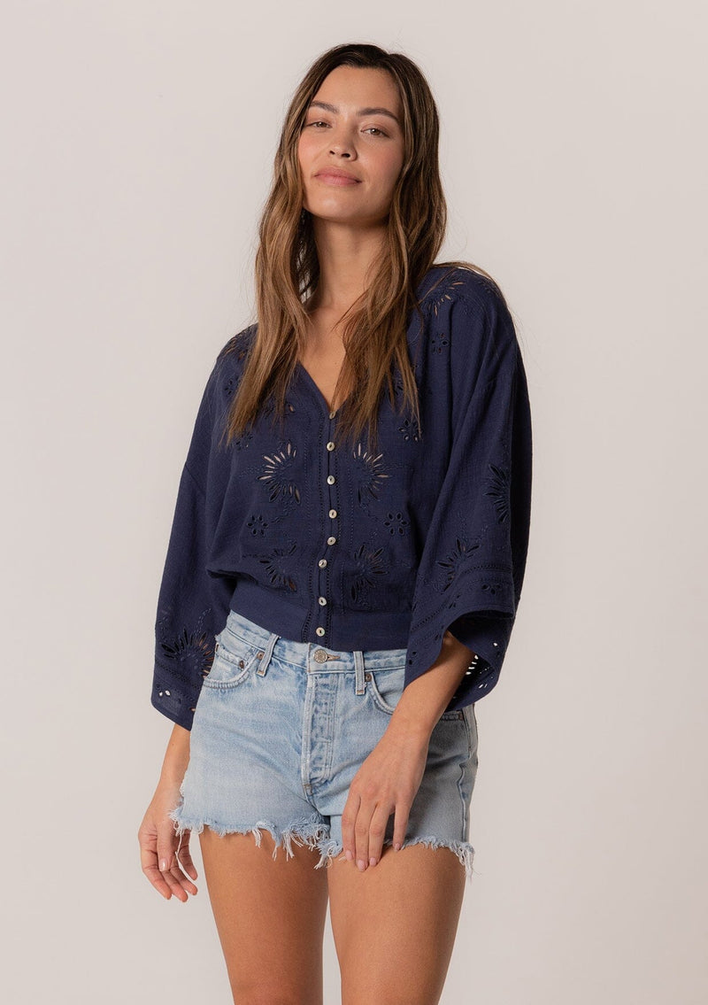 Boho Chic Embroidered Buttonfront Top | LOVESTITCH