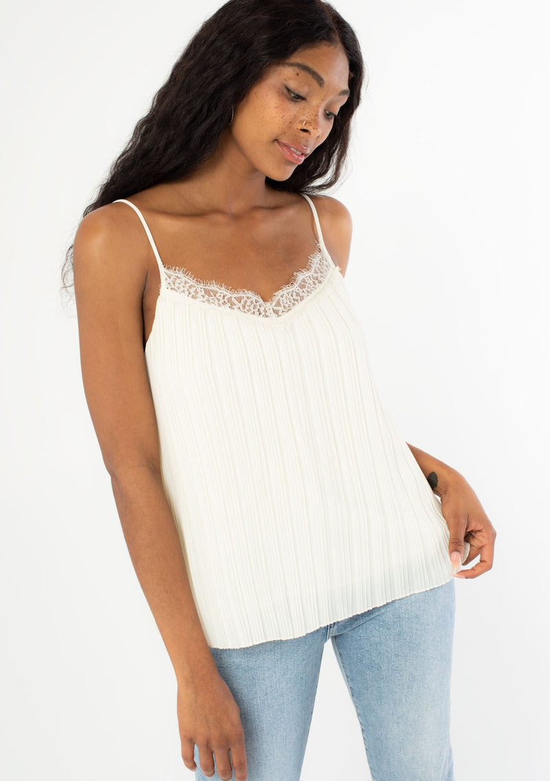 Sweet Approach Ivory Pointelle Lace Scoop Neck Tank Top