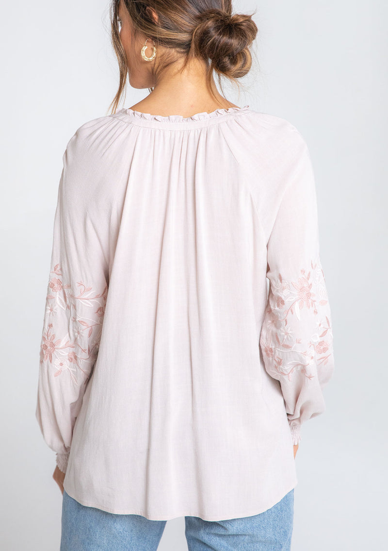 Embroidered Peasant Top - Women's Top