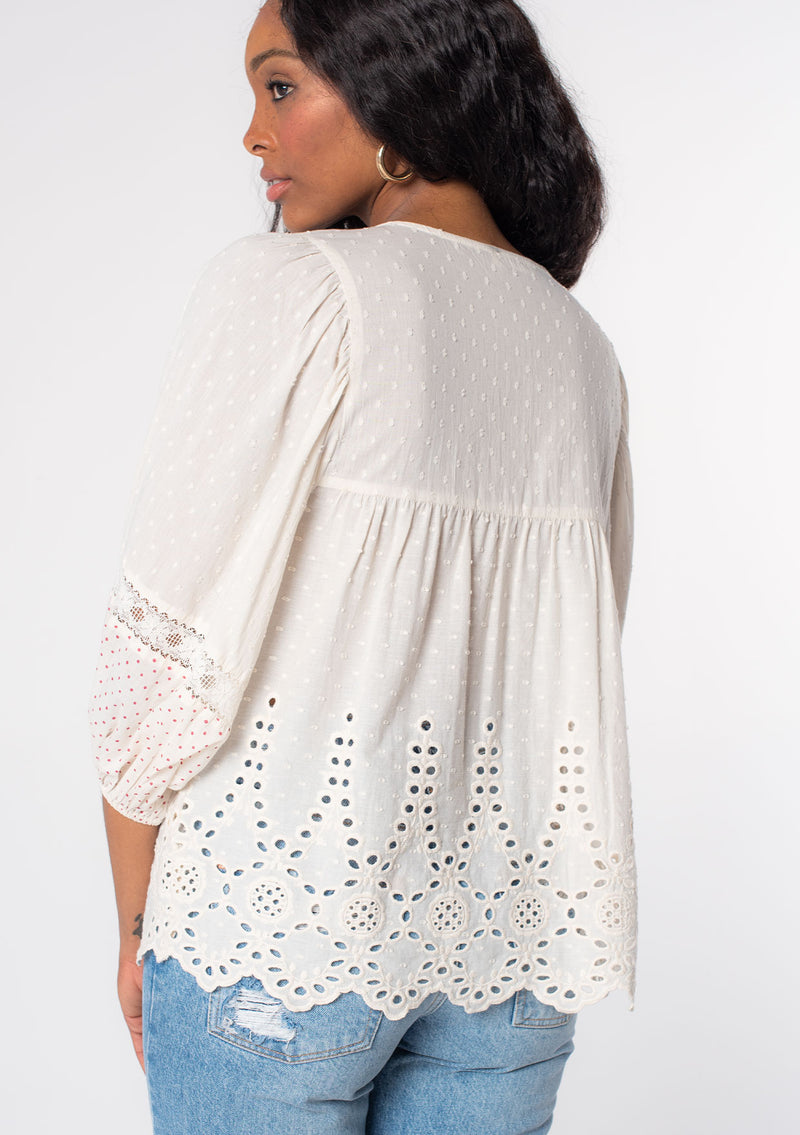 Boho Top - Cotton Embroidered Peasant Top