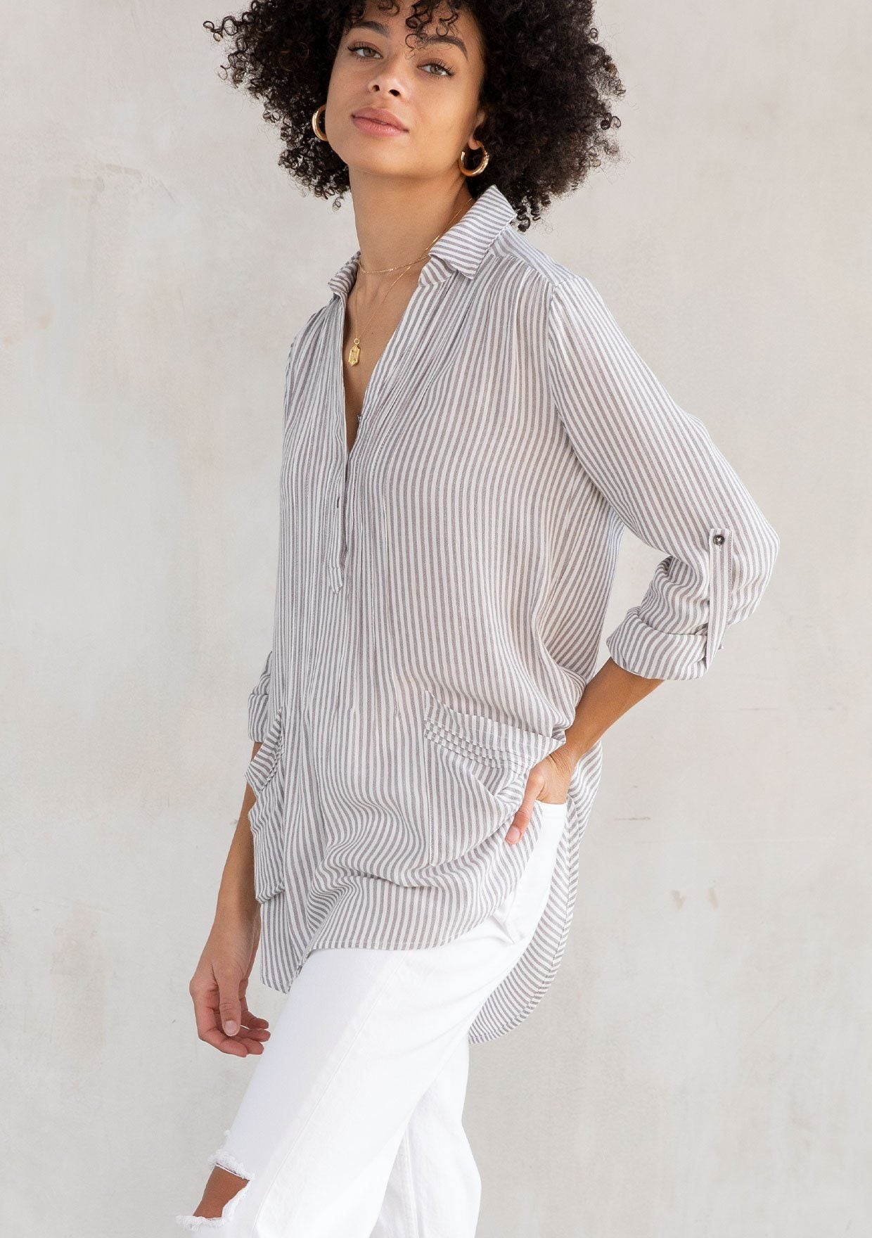 Women's Yarn Dye Stripe Tunic Top | LOVESTITCH