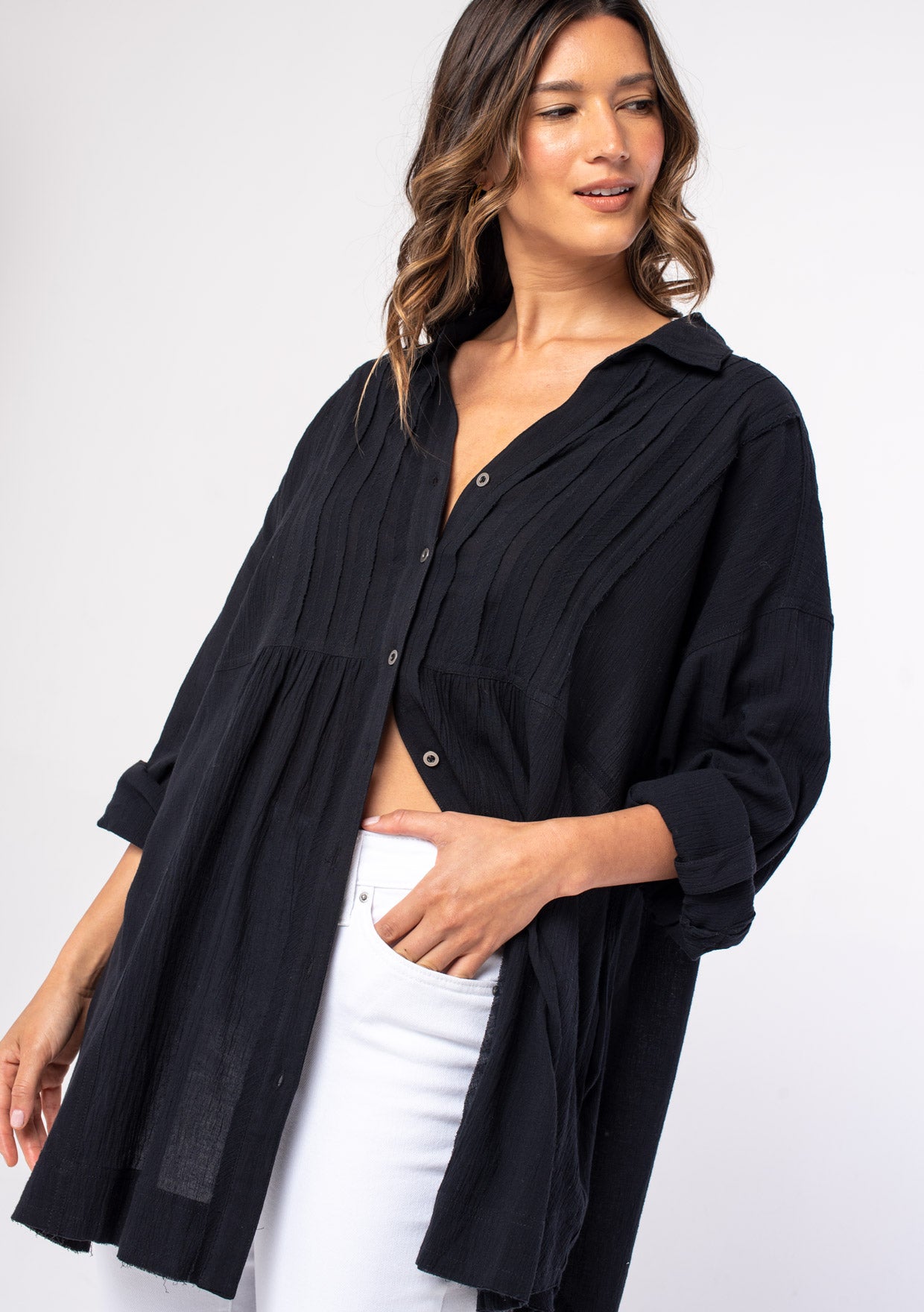 Women's Top - Relaxed Cotton Tunic Shirt | LOVESTITCH