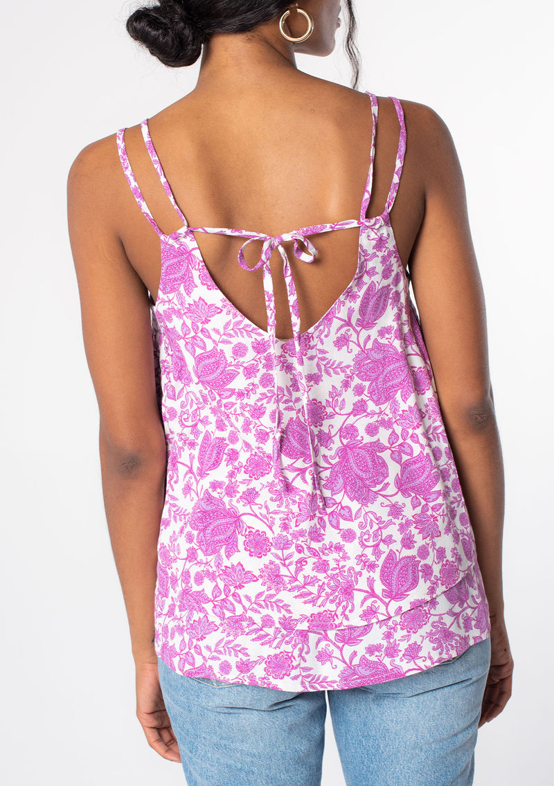 Organic Cotton Tank Top Lilac Printed Little Flowers
