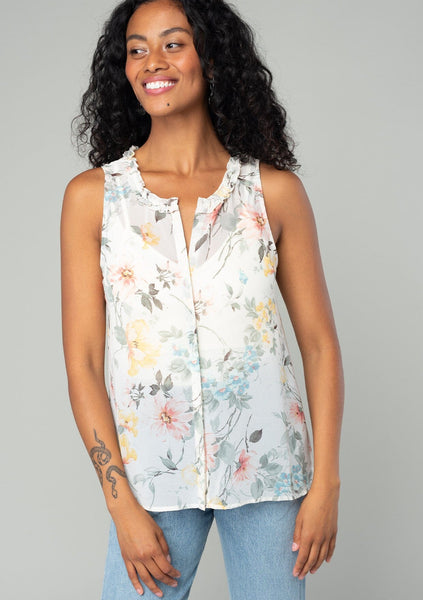 NWT LOUIS VUITTON Ivory White CUT OUT FLORAL Top SLEEVELESS BLOUSE