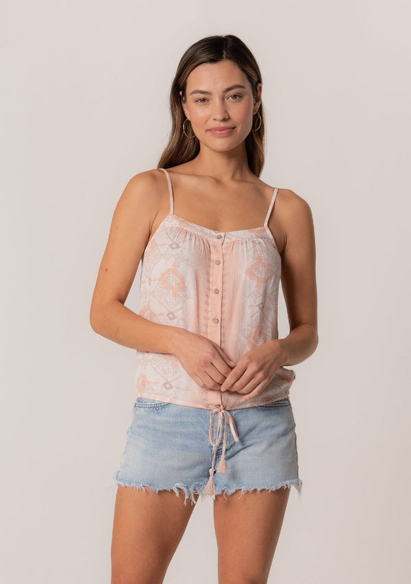 Crushing on Summer Ivory Lace Embroidered Button-Front Tank Top