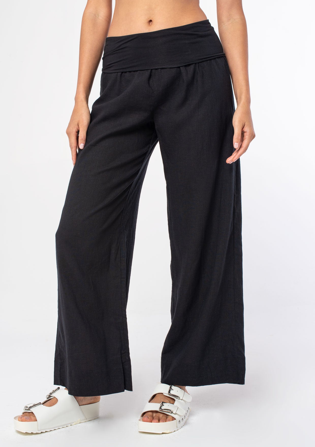 Linen Blend Wide Leg Boho Beach Pant | LOVESTITCH