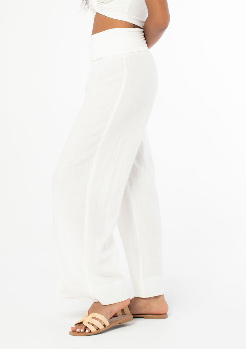 Soft Surroundings Veranda Pants White Linen Blend Wide Leg Palazzo Pants  Small - $49 - From Holly