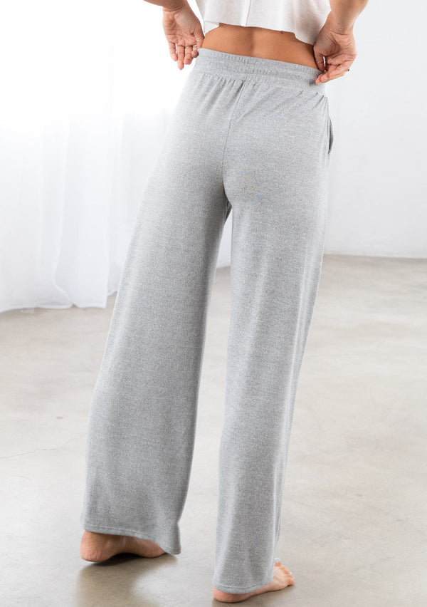 Grey Drawstring Wide Leg Sweatpants