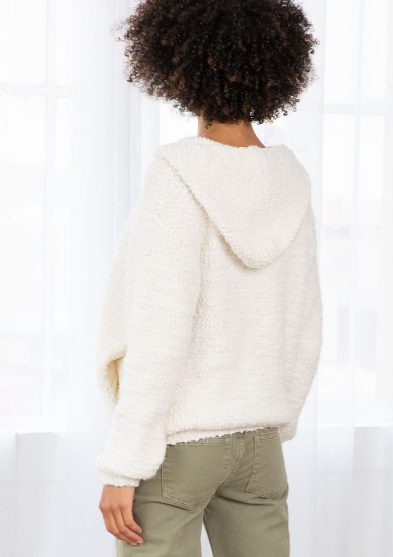 Soft Fuzzy Hooded Zip Up Sweater