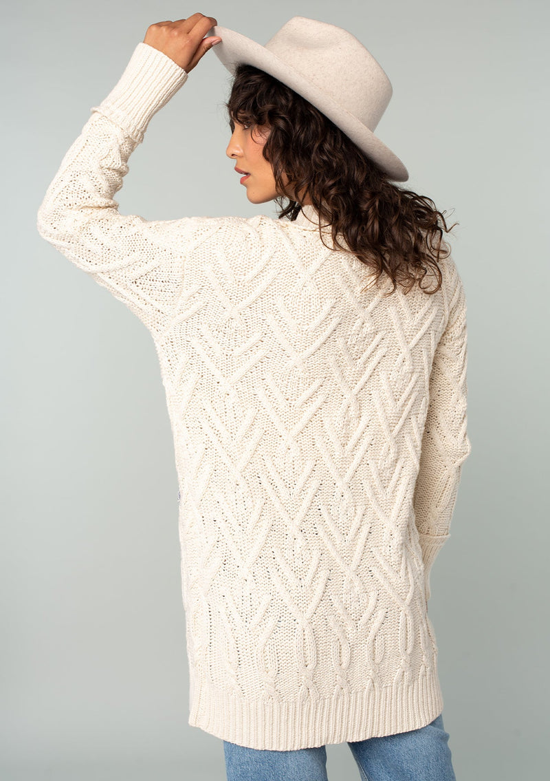 Buy Cream Cable Knit Cardigan With Wool 20, Cardigans