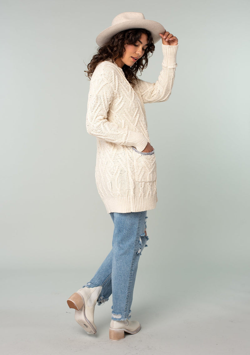 Women\'s Classic Natural Chunky Knit Cardigan - LOVESTITCH Cable
