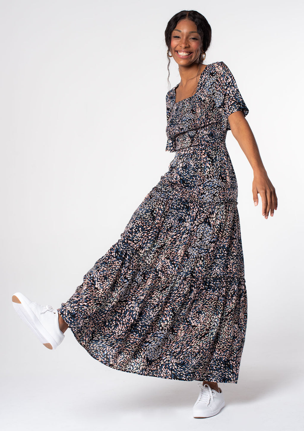 Square Neckline Smocked Top Maxi Dress | LOVESTITCH
