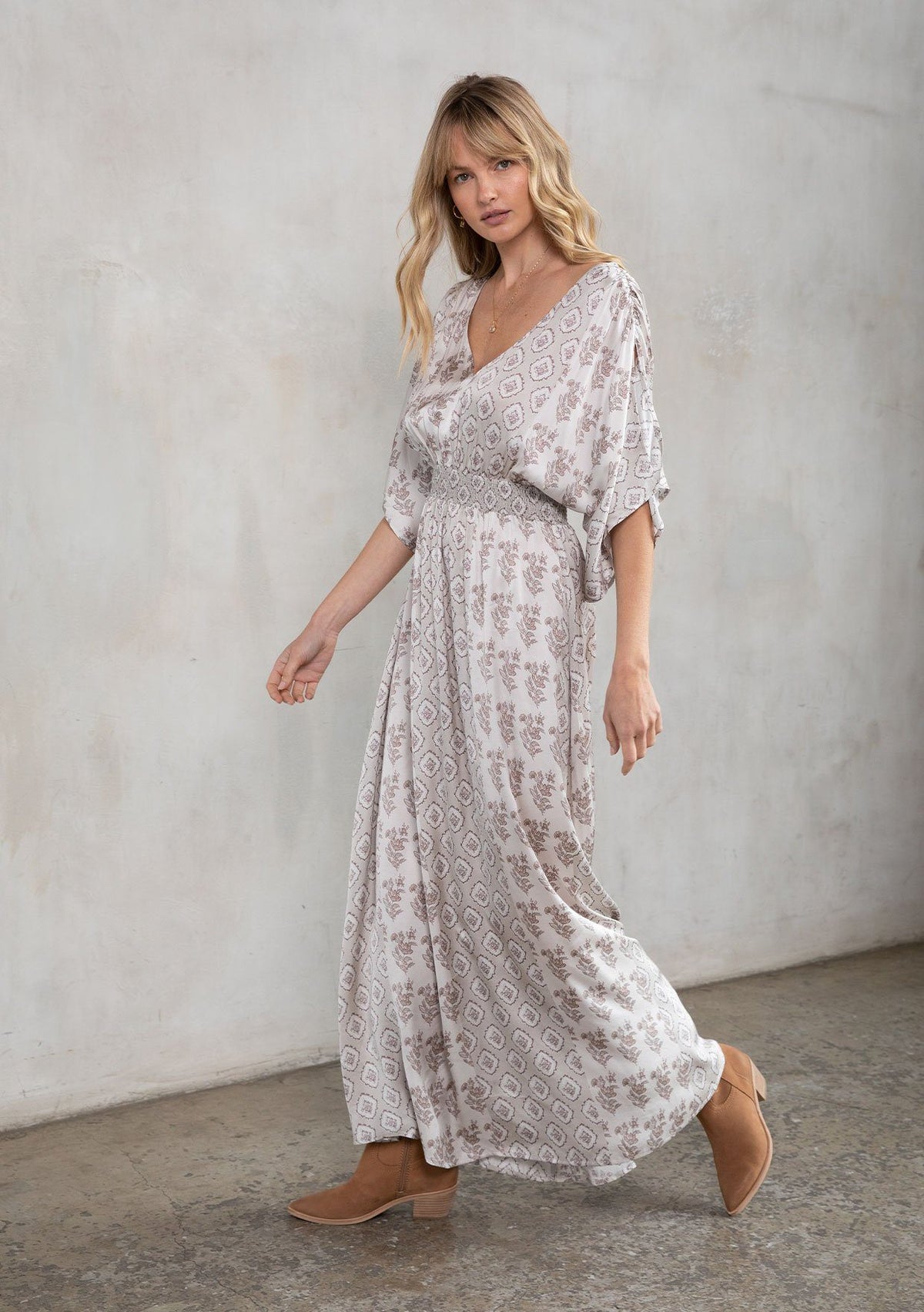 Taupe shops boho dress