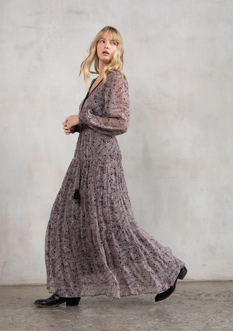 Lucky Brand Paisley Tiered Maxi Dress