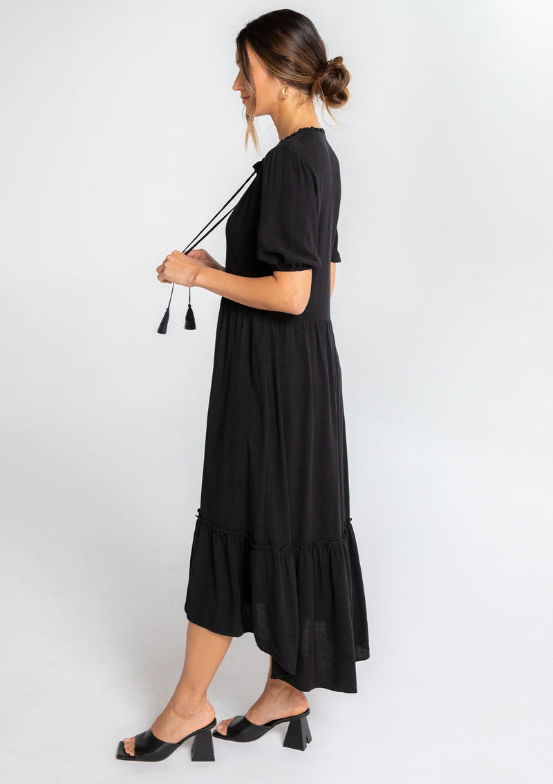 wild U Women Western Plus Size Casual Dress | Midi | Half Sleeve | Wooden  Button | Stylish & Trendy | (Black, Size : 3XL to 8XL)