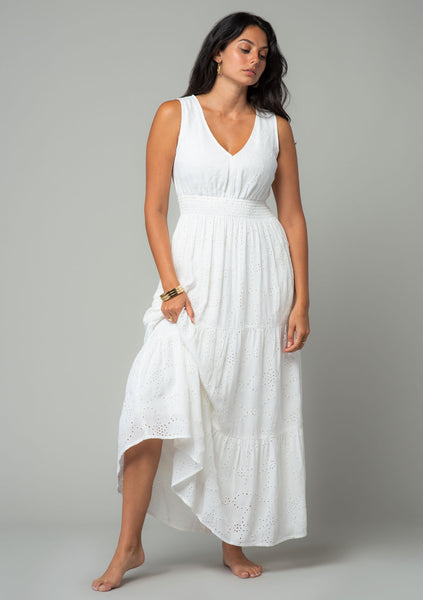 Falling For Bali Eyelet Maxi  White maxi dresses, White maxi, Women  clothing boutique