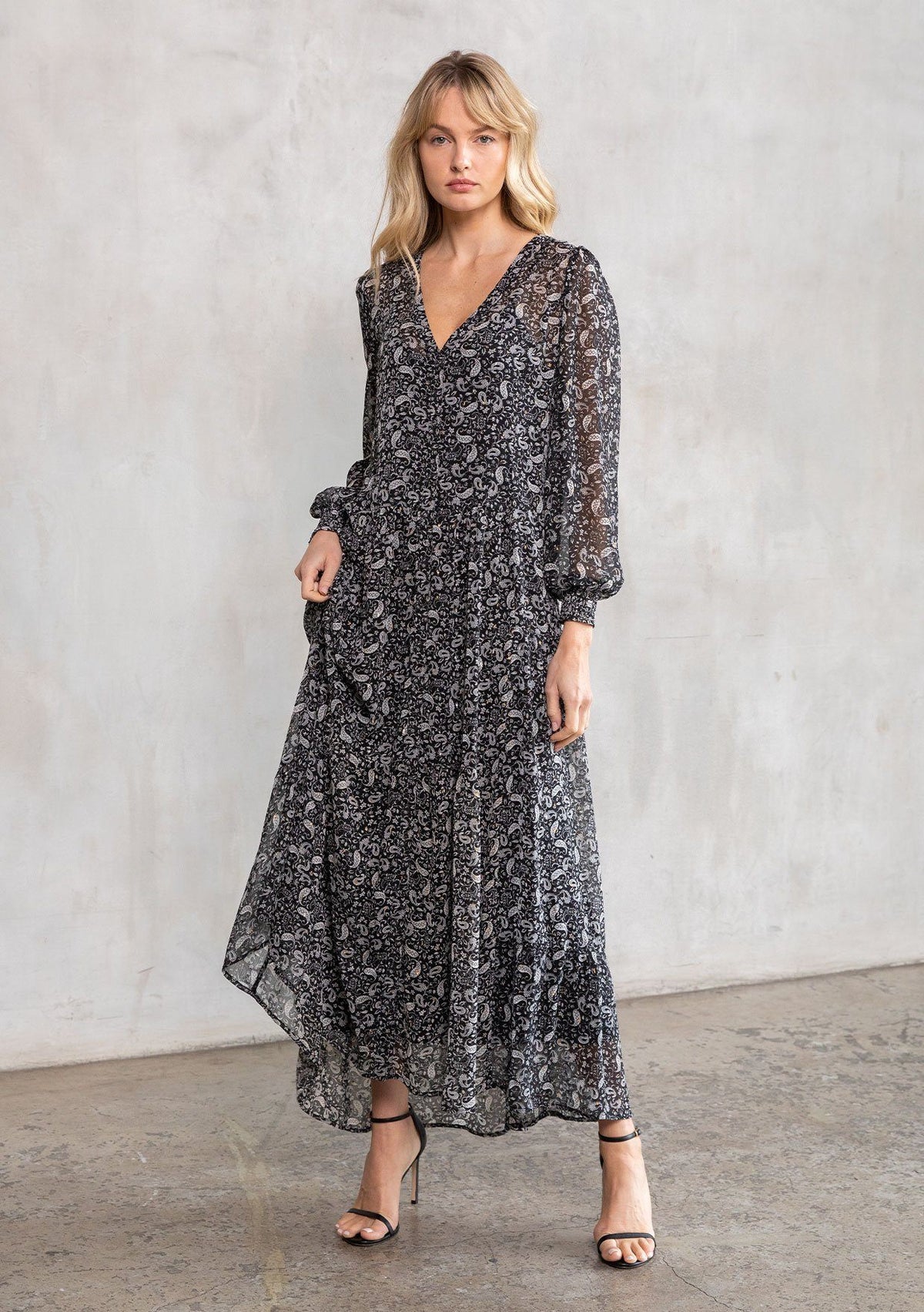 Alluring Chiffon Paisley Maxi Dress | LOVESTITCH