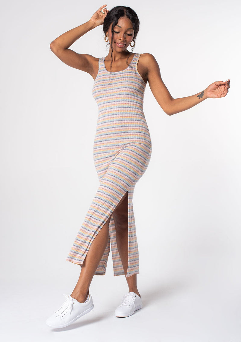Tank Dress - Striped Ribbed Knit Dress | LOVESTITCH