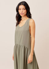 [Color: Olive] Lovestitch olive green gorgeous, tiered maxi dress with flowy, flattering silhouette and sexy racerback detail. 