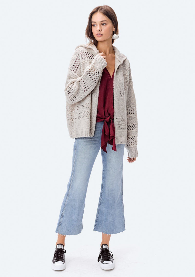 [Color: Vintage Bone] Lovestitch long sleeve, fuzzy, open, cardigan.