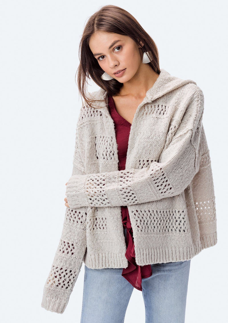 [Color: Vintage Bone] Lovestitch long sleeve, fuzzy, open, cardigan.