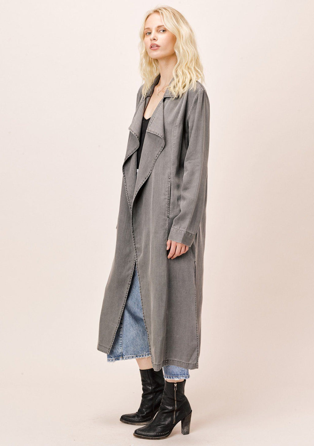Ankle Length Long Grey Trench Coat | LOVESTITCH