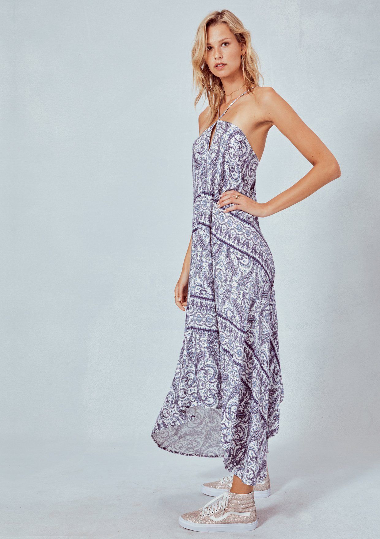 Paisley Print Halter Maxi Dress | LOVESTITCH